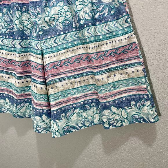 Vintage 90s Floral Stripe High-Rise Casual Boho Mom Shorts - Small - Picture 3 of 9